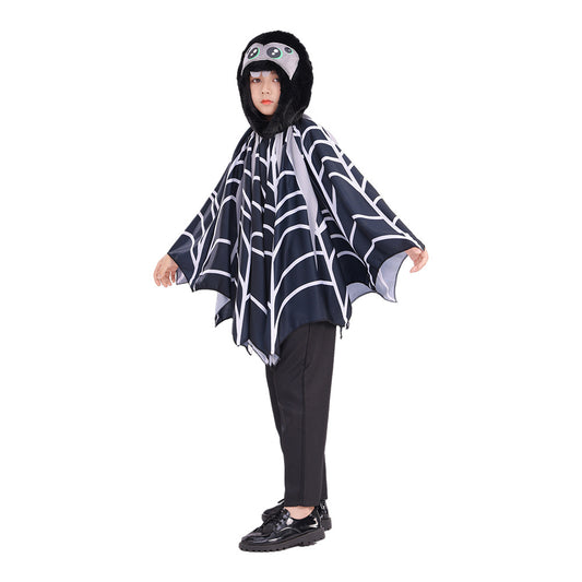 Children's Hooded Spider Cape Cute Design Halloween Costume Outfit for Boys and Girls Party Performance Wear