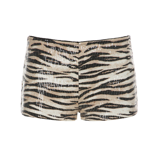 Black Sequined Low-Waist Bodycon Stretchy Mini Skirt for Party Wear