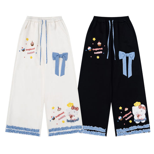 Casual plaid bow casual pants for women