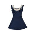 Lace Flutter Sleeve Dress Women Summer Waist A-line Short Skirt