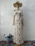 Elegant Soft Floral Summer Long Sleeve Maxi Dress for Women