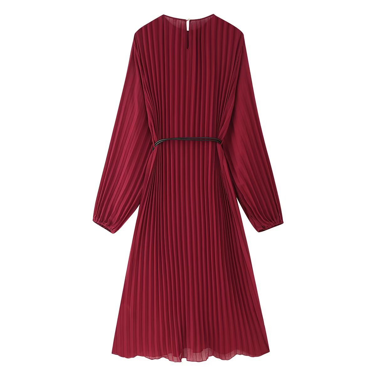 Summer European and American fashionable casual round neck dress with belt for women