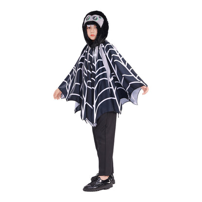 Children's Hooded Spider Cape Cute Design Halloween Costume Outfit for Boys and Girls Party Performance Wear