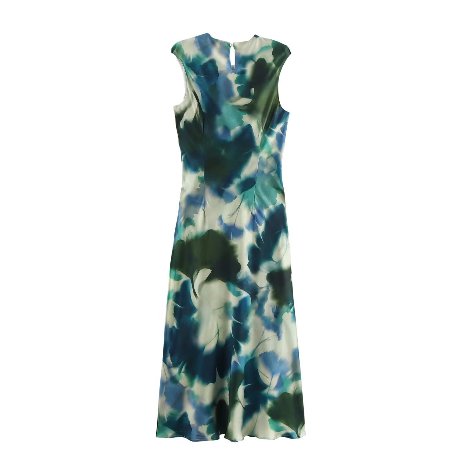 Summer fashion temperament silk texture printed MIDI dress for women
