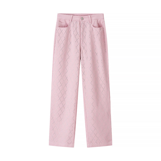 Casual diamond studded casual denim pants for women