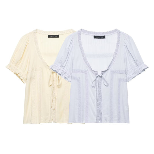 Casual embroidered chiffon shirt