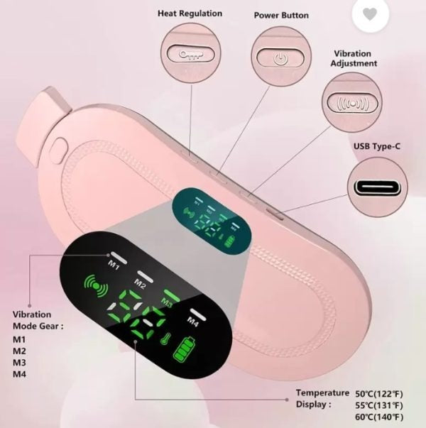 Portable Heated Massage Belt - Electric Warming Comfort Wrap | 3 Heat Levels & 4 Massage Modes