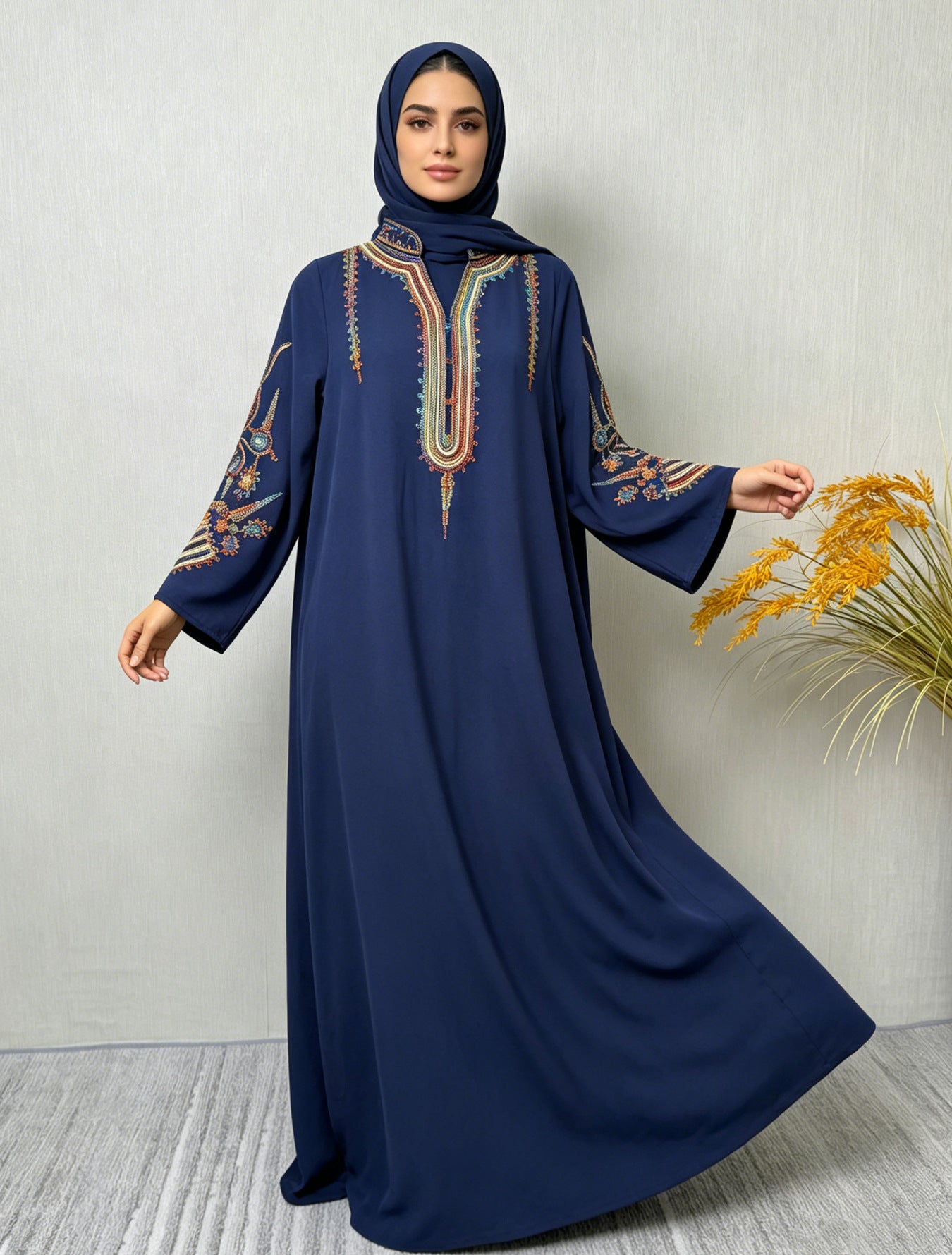 Elegant Embroidered Long Robe Dress for Women Dress