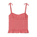 Round neck plaid pleated camisole top