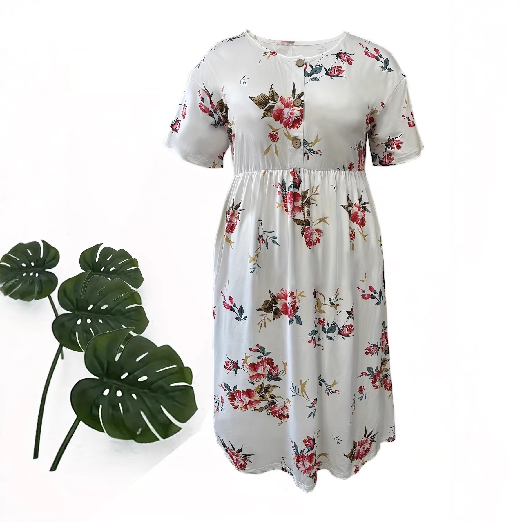 Floral Print Dress Women Summer Fashion Loose A-Line Dress