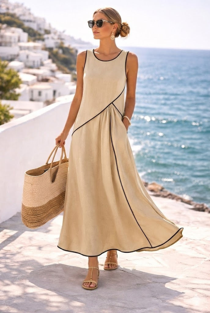 A-line Dress Women Vacation StyleFashion Summer Mediterranean Casual Dress