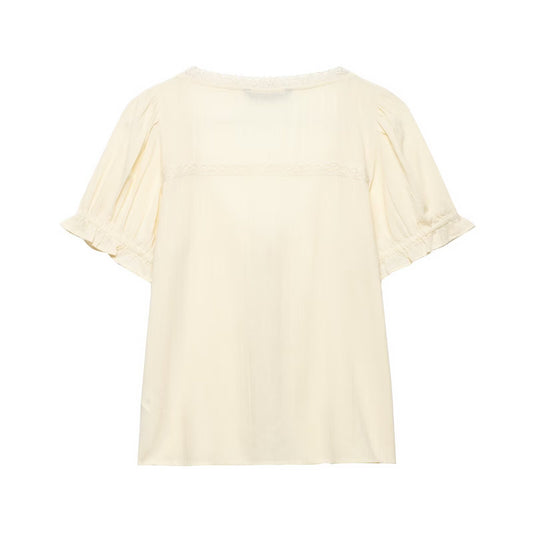 Casual embroidered chiffon shirt