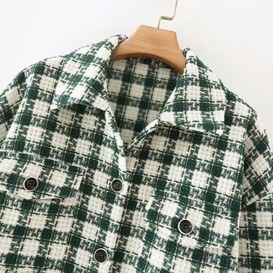 Chic Casual Checkered Blazer for Women  Fashionable VersatileStyle Outerwear