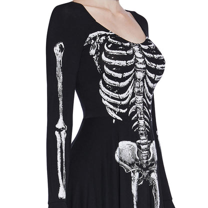 Makeup Ball Skeleton Skeleton Printed Sexy Slimming Dress