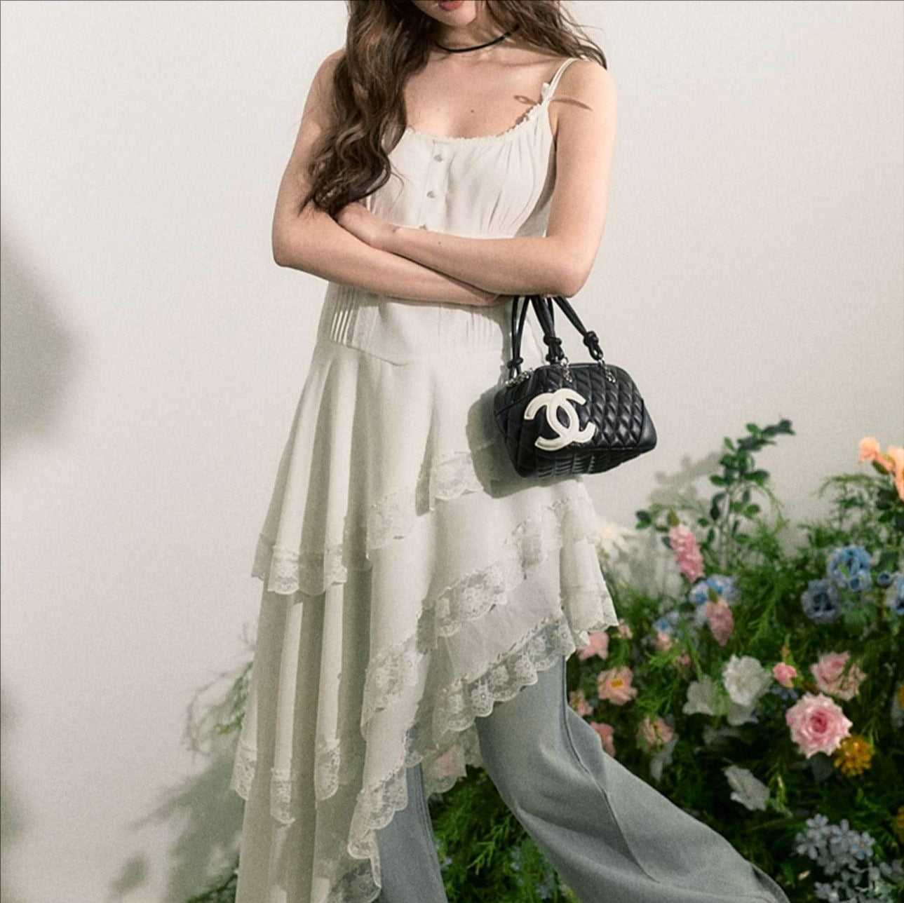Irregular Strap Beach Dress Cake Dress Long Dress