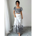 Elegant Summer Holiday Style Printed A-Line Dress Set for Women