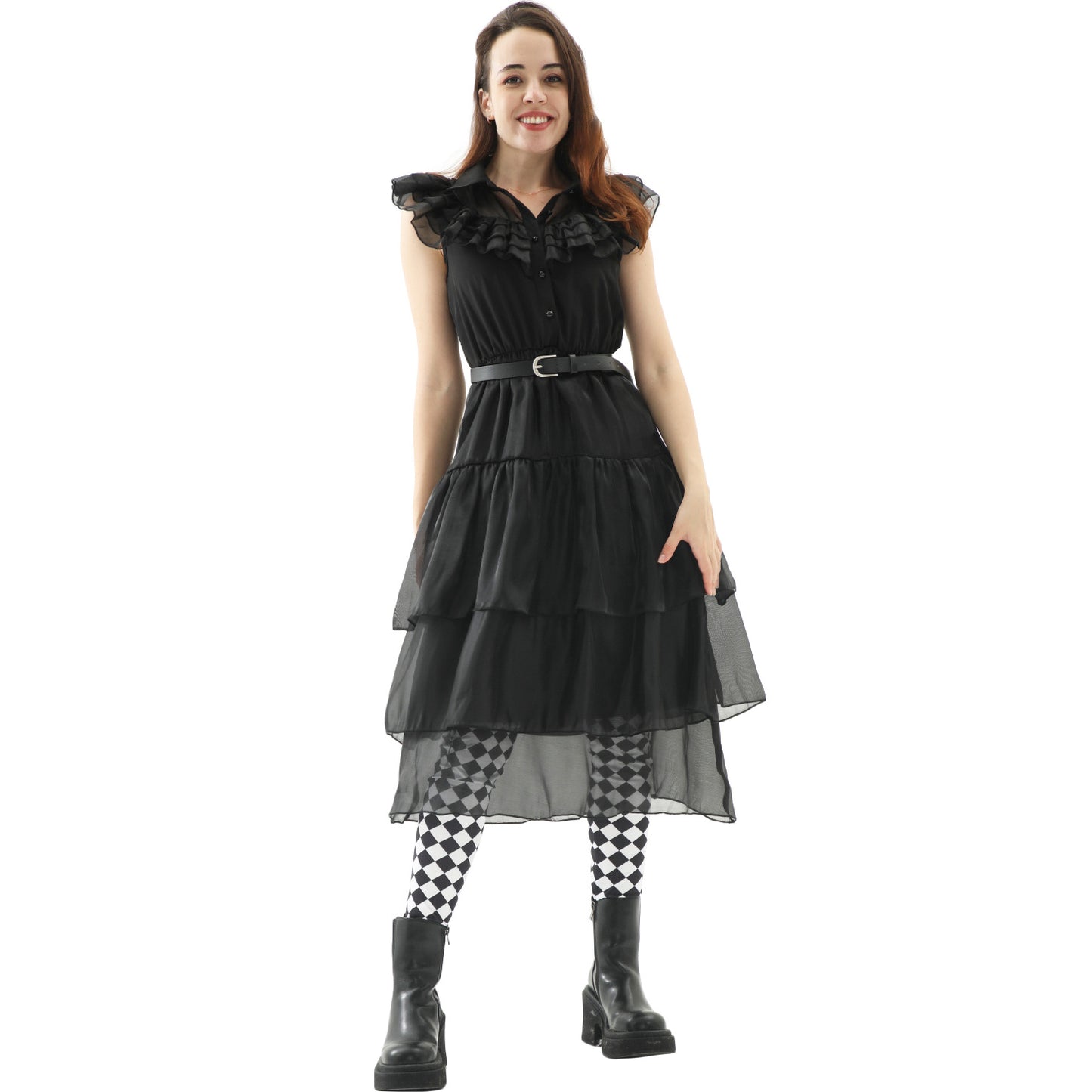 Wednesday Adams Family COS Dress Wednesday Dress Halloween Punk Dress