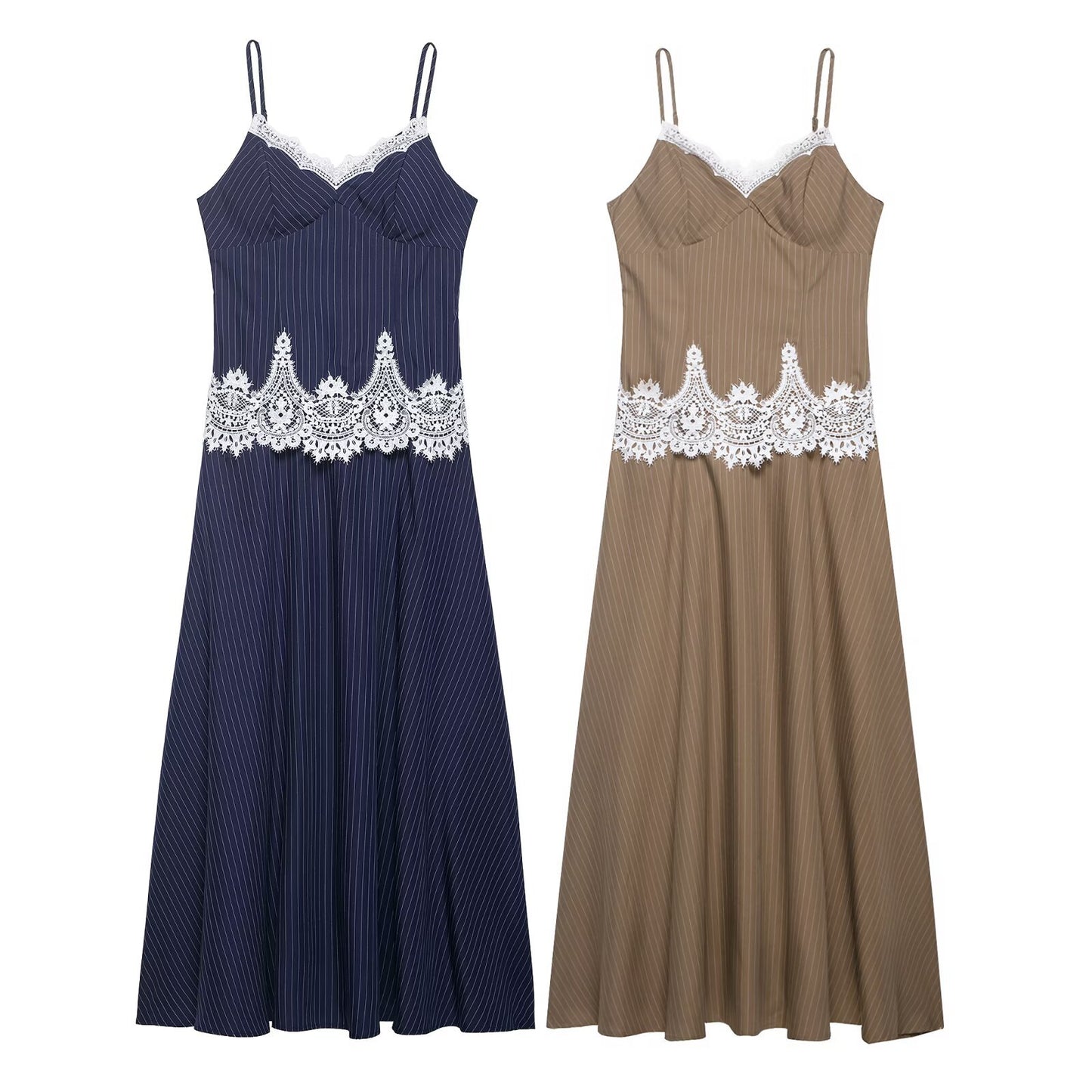 Chic Lace Spliced Strap Dress for Women Dress