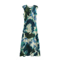 Summer fashion temperament silk texture printed MIDI dress for women