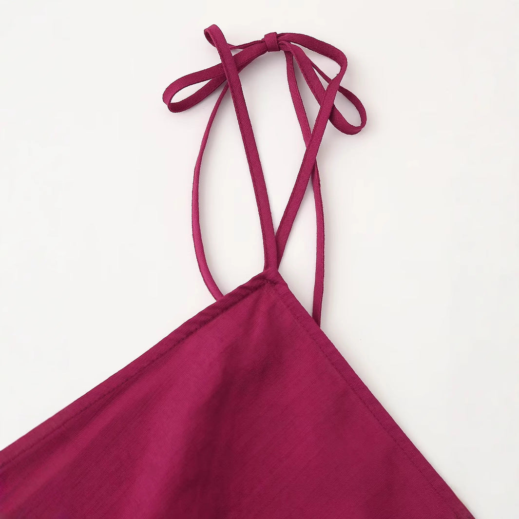 Summer European and American Fashion Casual Linen Strap Dress for Women