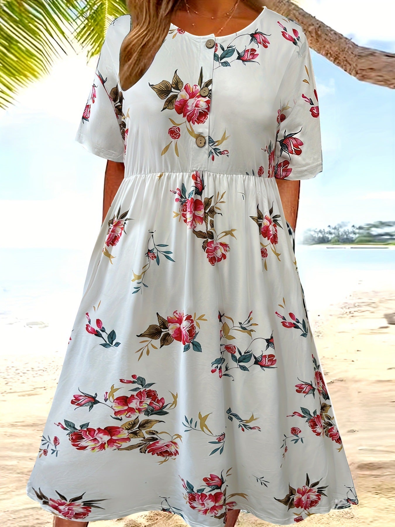 Floral Print Dress Women Summer Fashion Loose A-Line Dress