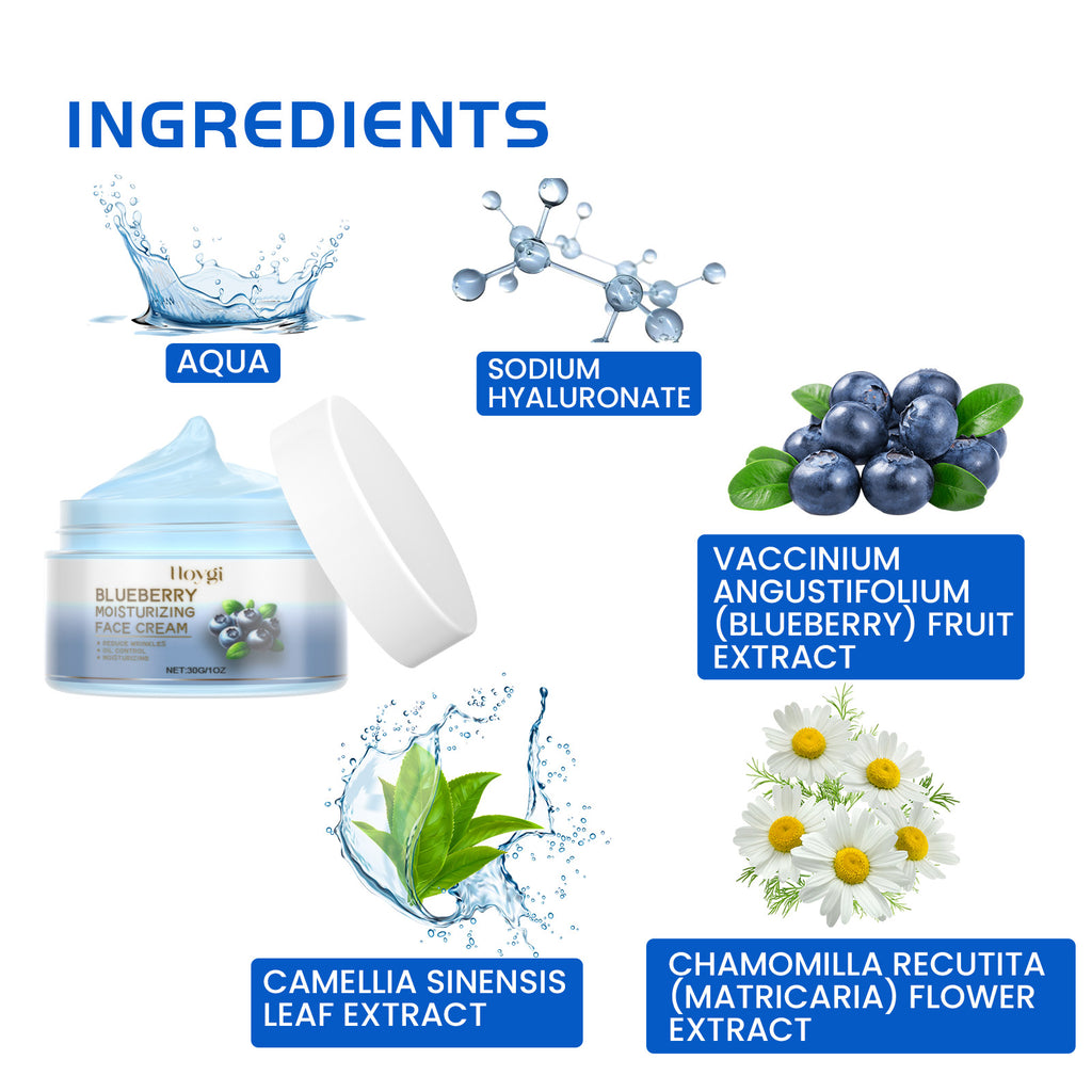 HOYGI Blueberry Facial Care Facial Skin Deep Cleansing Anti-Wrinkle Skin Care Essence Beauty Brightening Cream