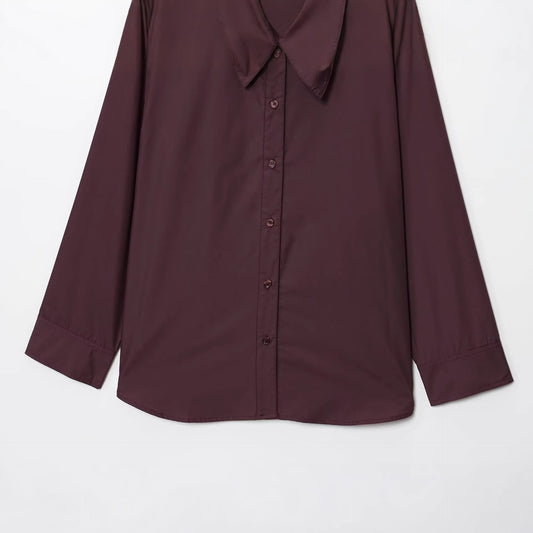 Solid color series with bow tie embellishment long sleeved shirt