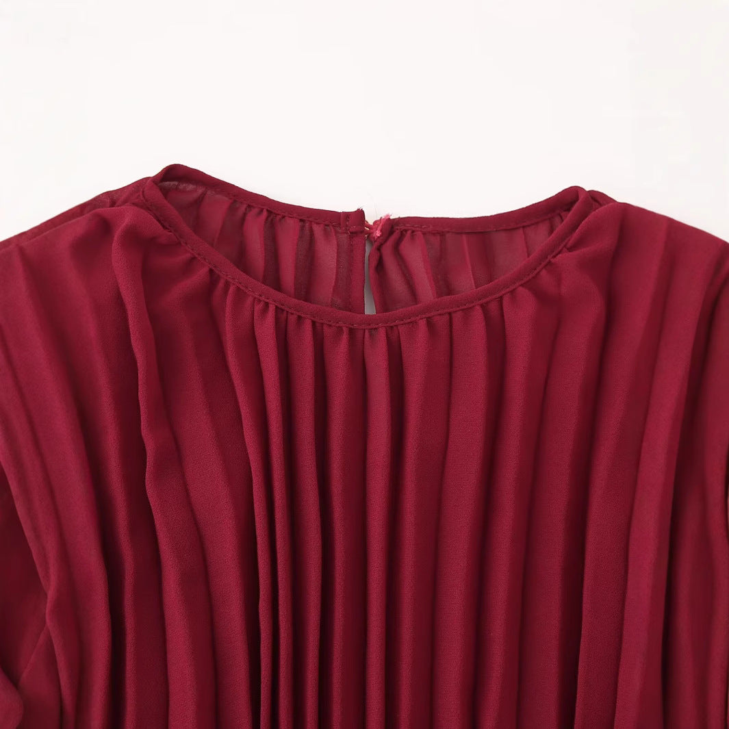 Summer European and American fashionable casual round neck dress with belt for women