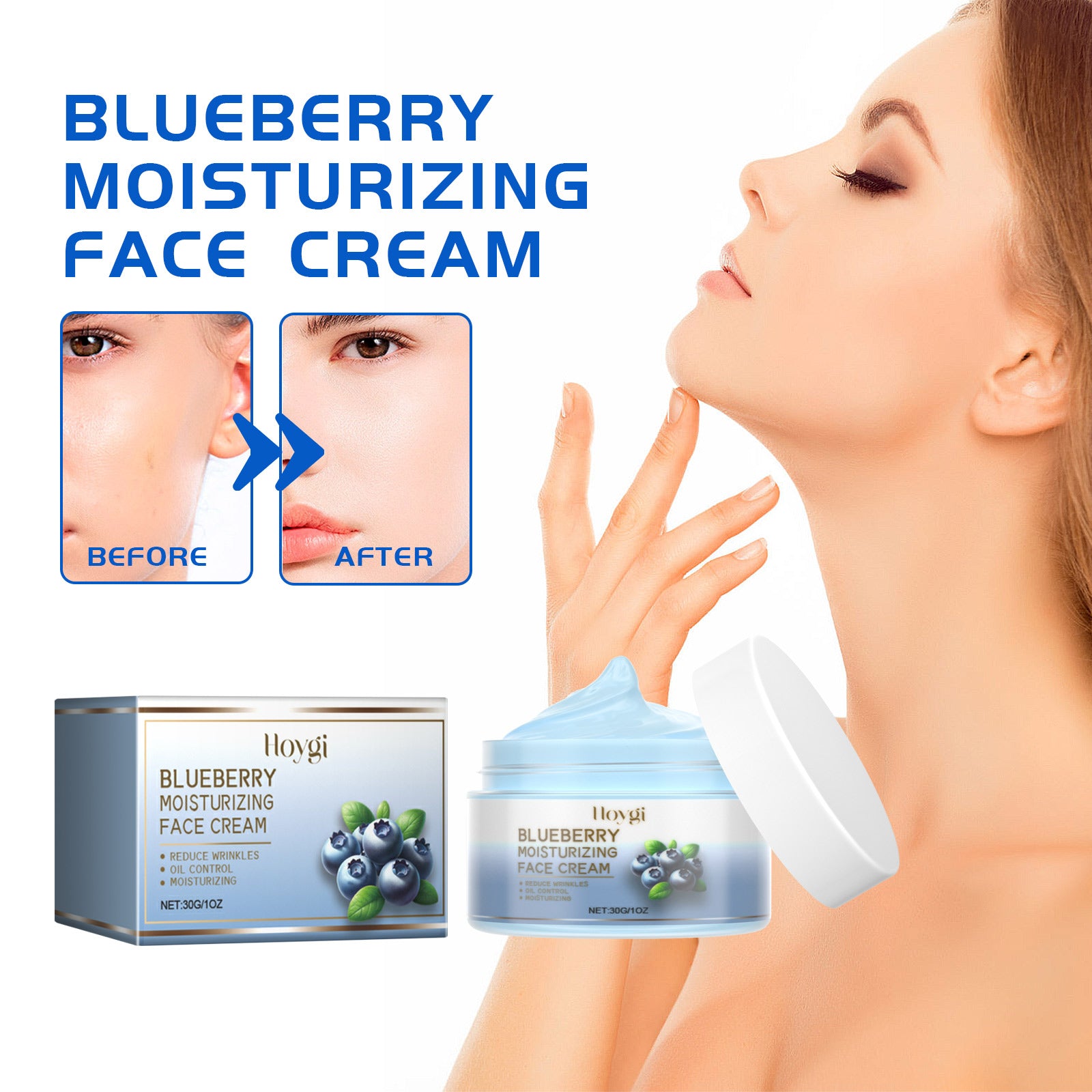 HOYGI Blueberry Facial Care Facial Skin Deep Cleansing Anti-Wrinkle Skin Care Essence Beauty Brightening Cream
