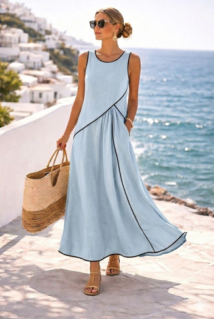 A-line Dress Women Vacation StyleFashion Summer Mediterranean Casual Dress