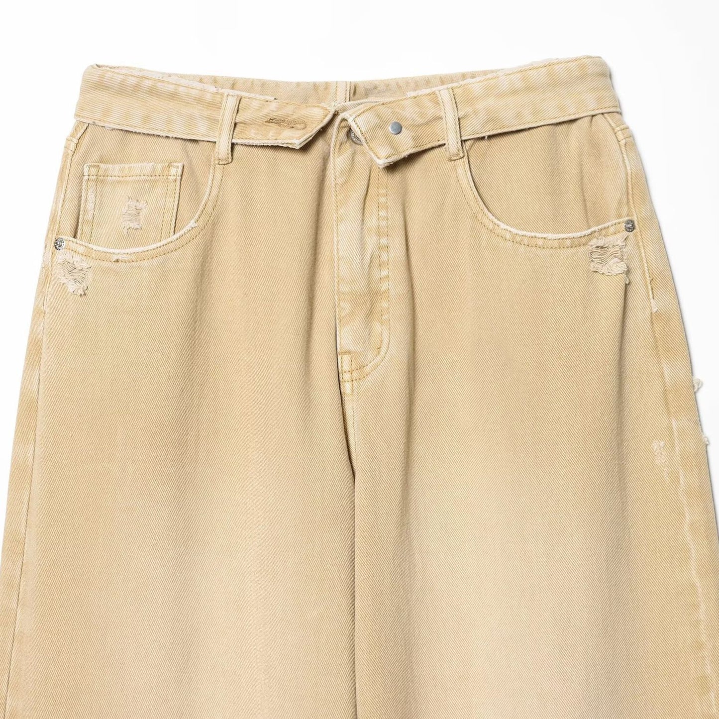 Folding waist casual jeans