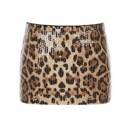 Black Sequined Low-Waist Bodycon Stretchy Mini Skirt for Party Wear