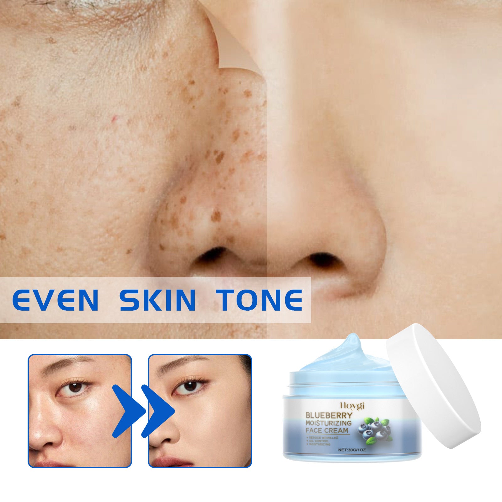 HOYGI Blueberry Facial Care Facial Skin Deep Cleansing Anti-Wrinkle Skin Care Essence Beauty Brightening Cream