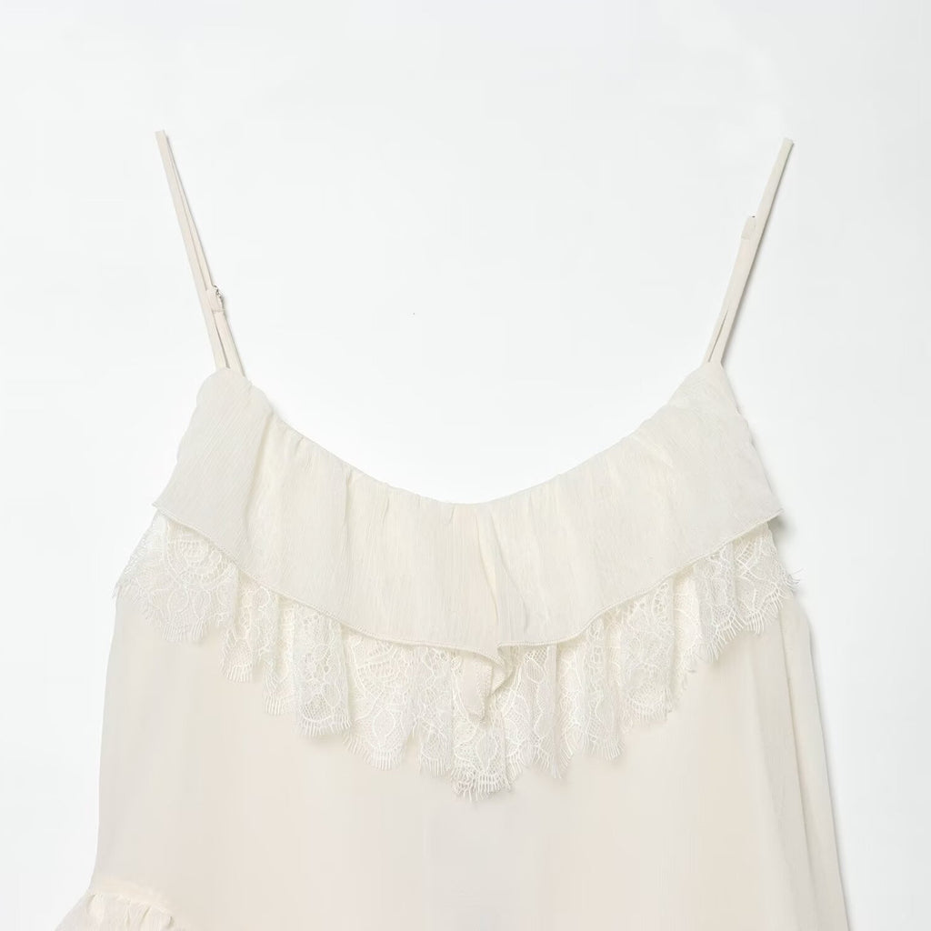 Lace patchwork irregular camisole skirt