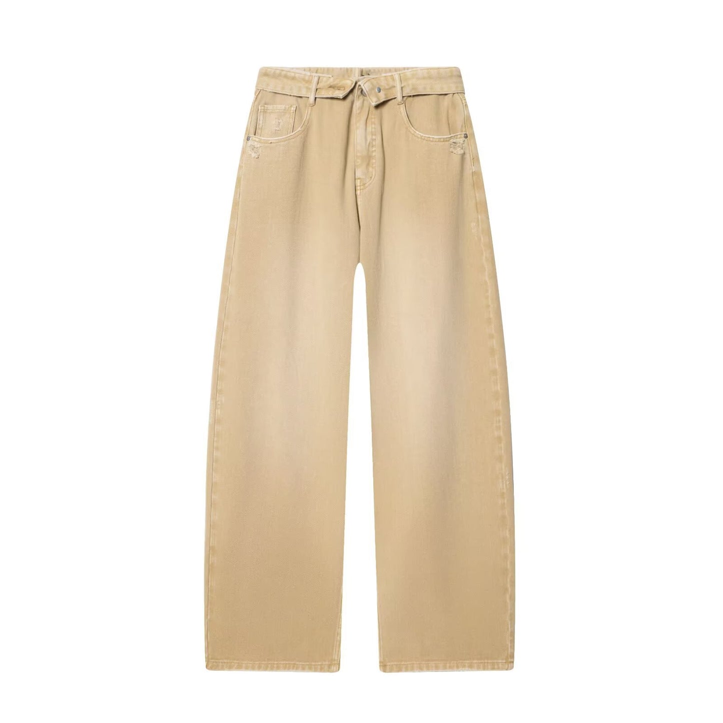 Folding waist casual jeans