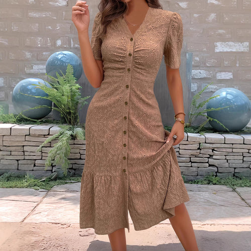 Cute Collar Solid Color Fashion Summer Dress for Women