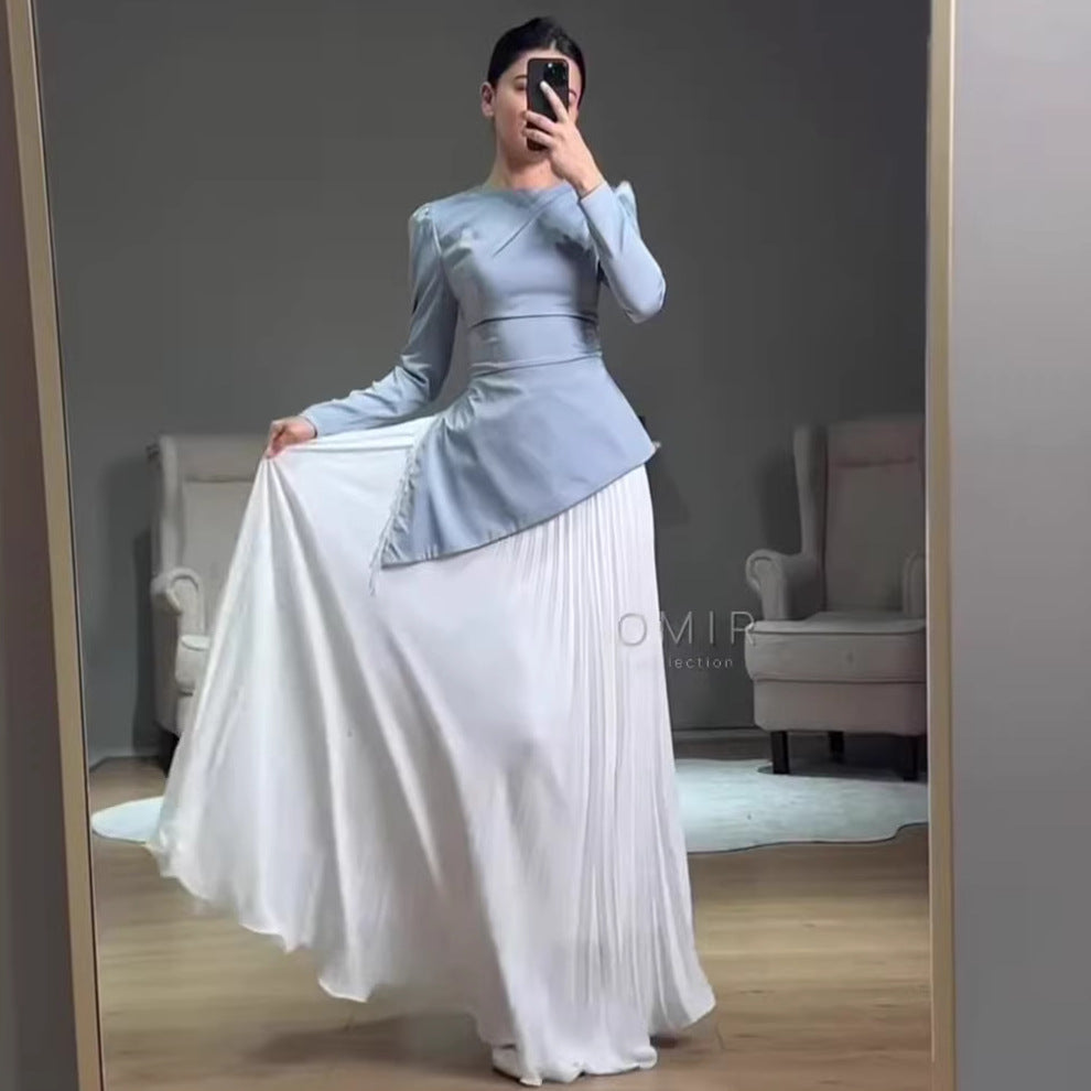Elegant Long Sleeve Dress for Women Floor Length Lightweight Summer Style