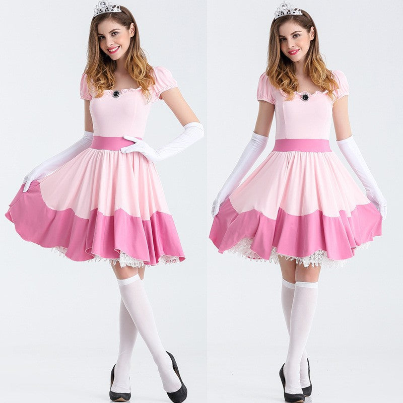 Pink Princess Peach Party Princess Costume Performance Wear