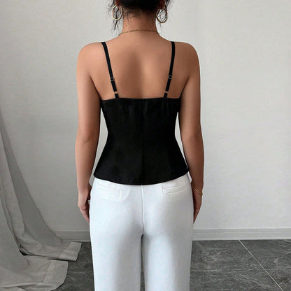 Women's hollowed out slimming camisole T-shirt summer new collection waist cinching slim fit slimming top