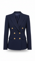 Structured wool blazer with gold buttons