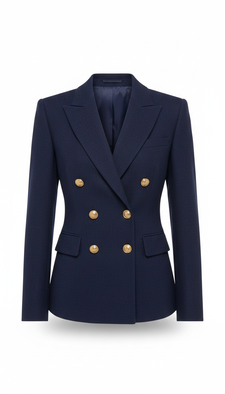Structured wool blazer with gold buttons