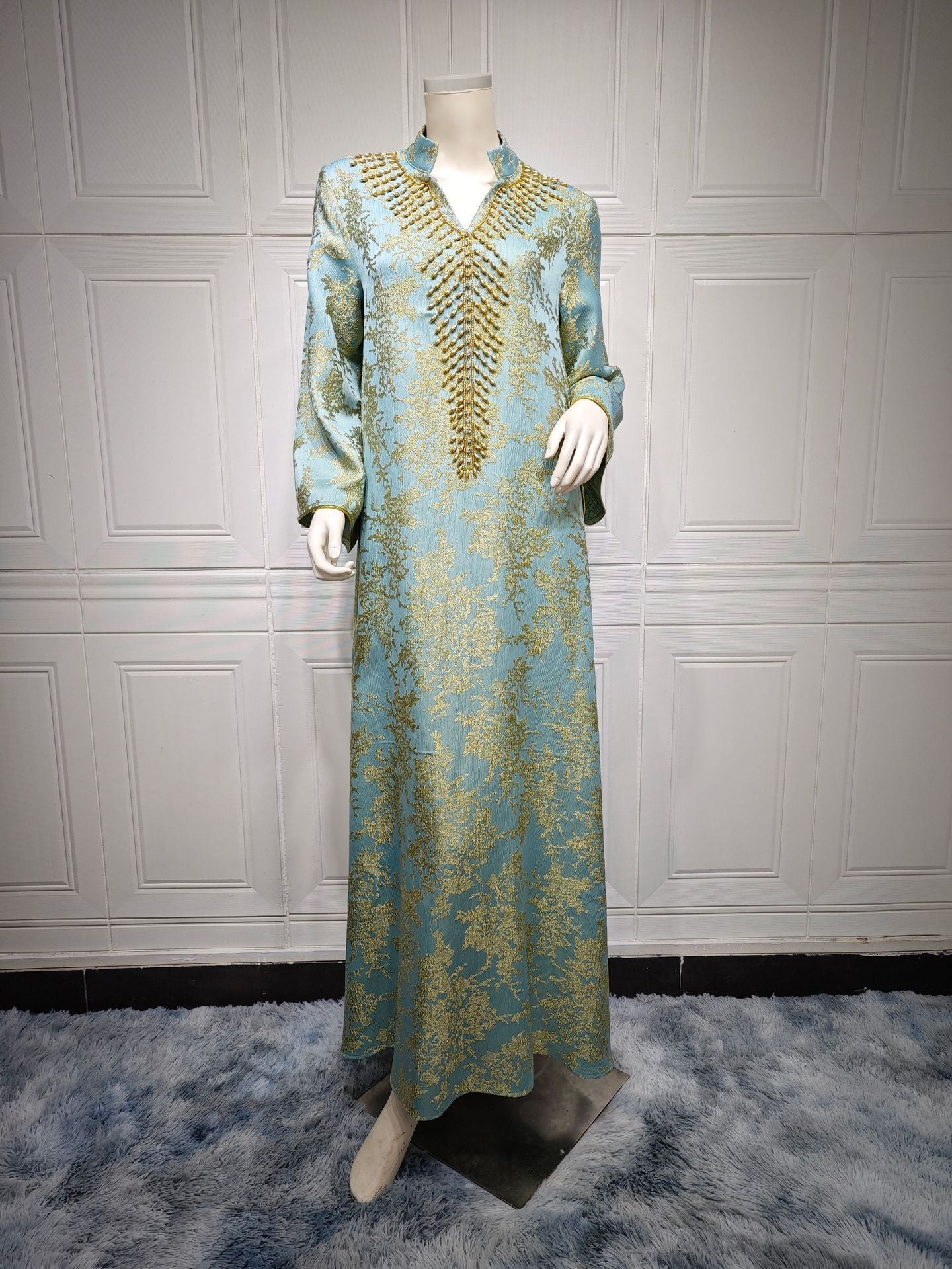 Evening Dress Embroidered Floral Kaftan Long Dress