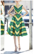 Tingfly Runway Designer Fashion Striped Summer Sleeveless Party Dresses Retro Balls Gowns Midi Long