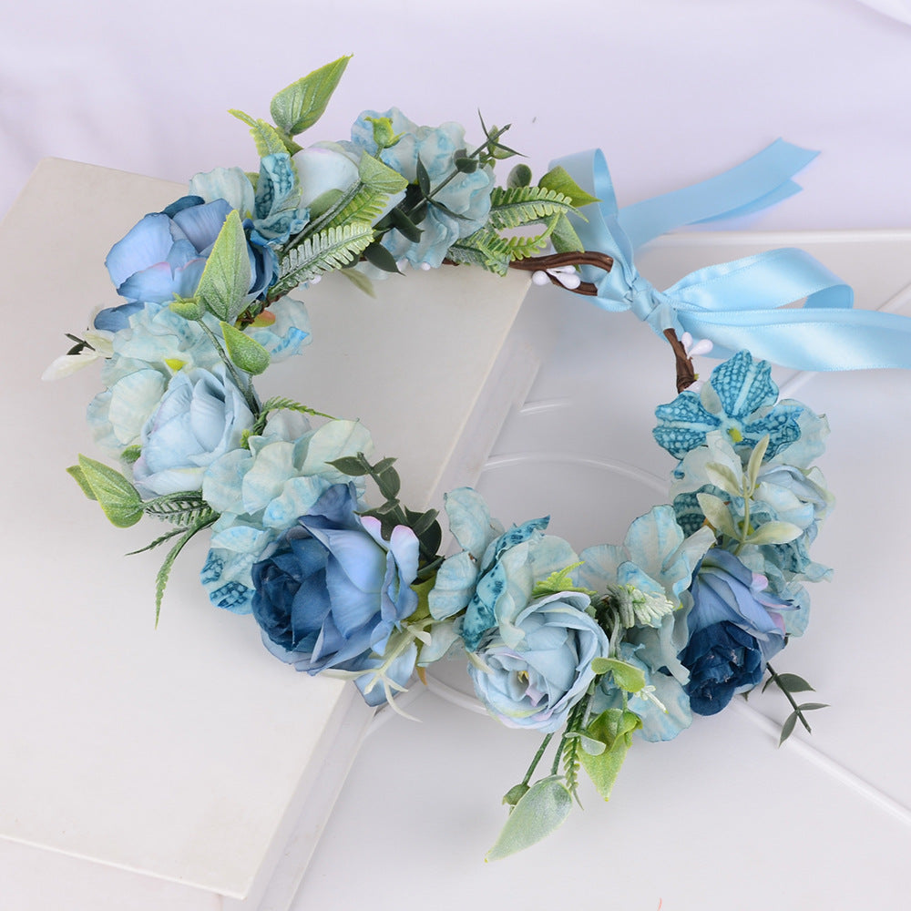 Mori series dried flower wreath bridal headdress crown hairdress wedding accessories Beach Resort studio props