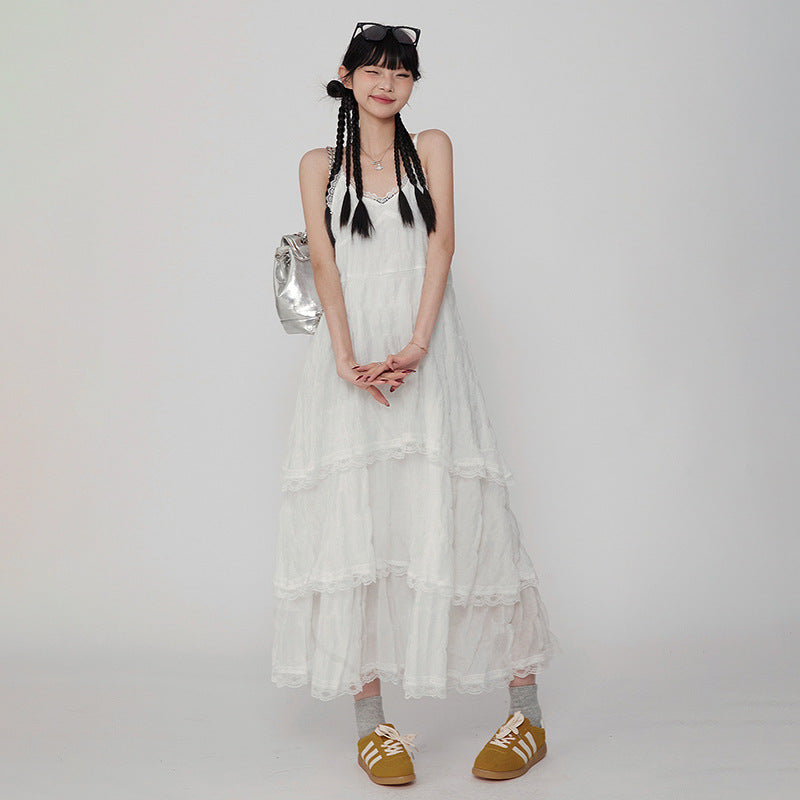 Women's Dress Pure and Casual Dress White A-Line Versatile Long Dress