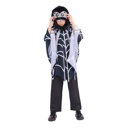 Children's Hooded Spider Cape Cute Design Halloween Costume Outfit for Boys and Girls Party Performance Wear