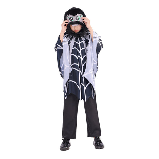 Children's Hooded Spider Cape Cute Design Halloween Costume Outfit for Boys and Girls Party Performance Wear