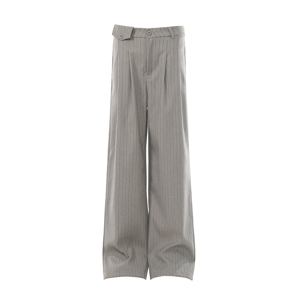 Vertical striped casual trousers