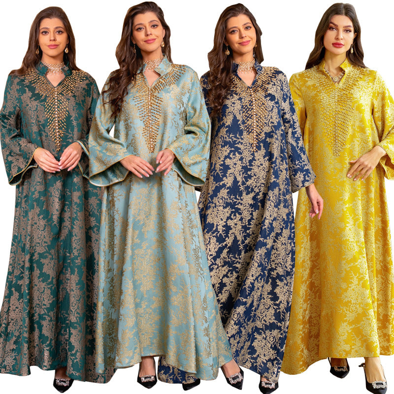 Evening Dress Embroidered Floral Kaftan Long Dress