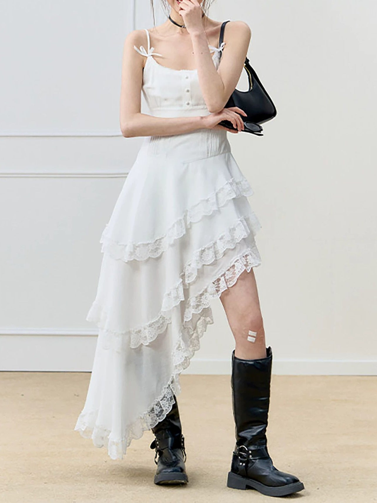 Irregular Strap Beach Dress Cake Dress Long Dress